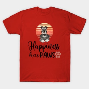 Happiness has Paws - I love Schnauzers Dog, Schnauzer lover gift T-Shirt